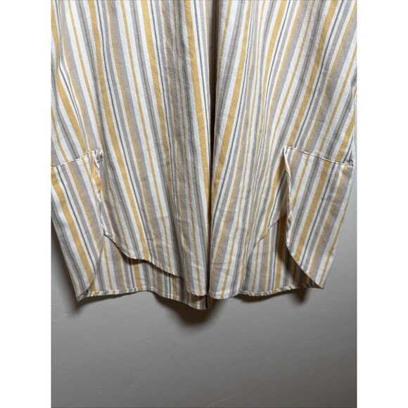Robert Louis Linen Blend Shirt Dress Yellow Tan Stripes Women's Size 3X - Picture 3 of 11